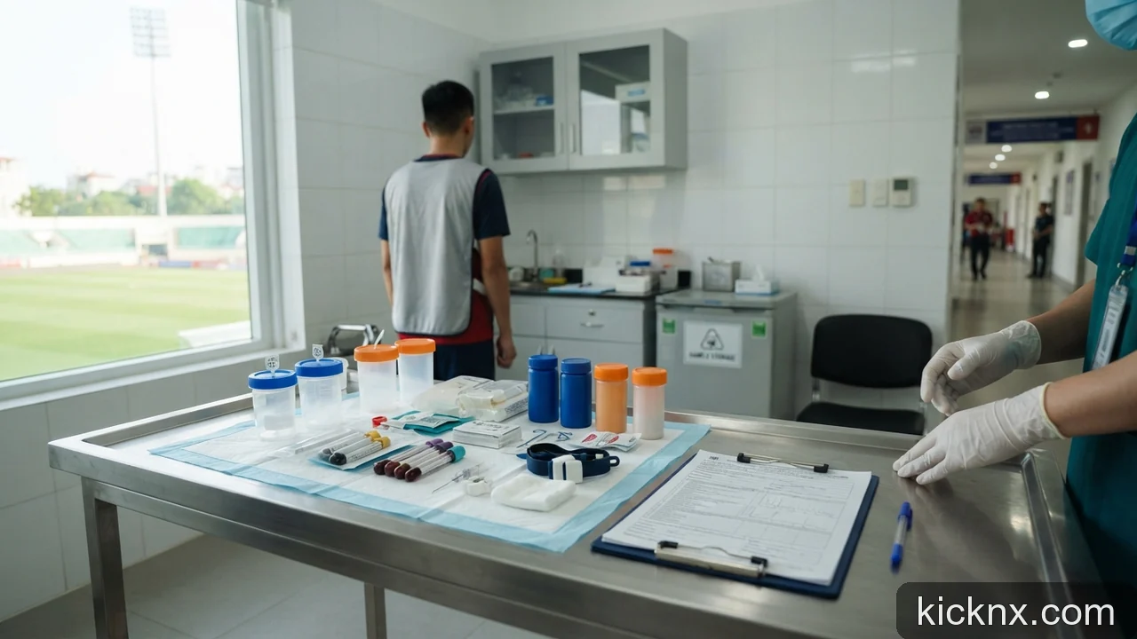 Minh họa: Quy trình kiểm tra doping sau trận đấu diễn ra như thế nào?